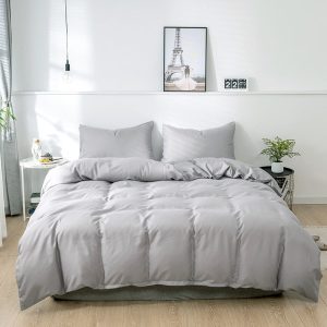 housse de couette gris clair en polycoton