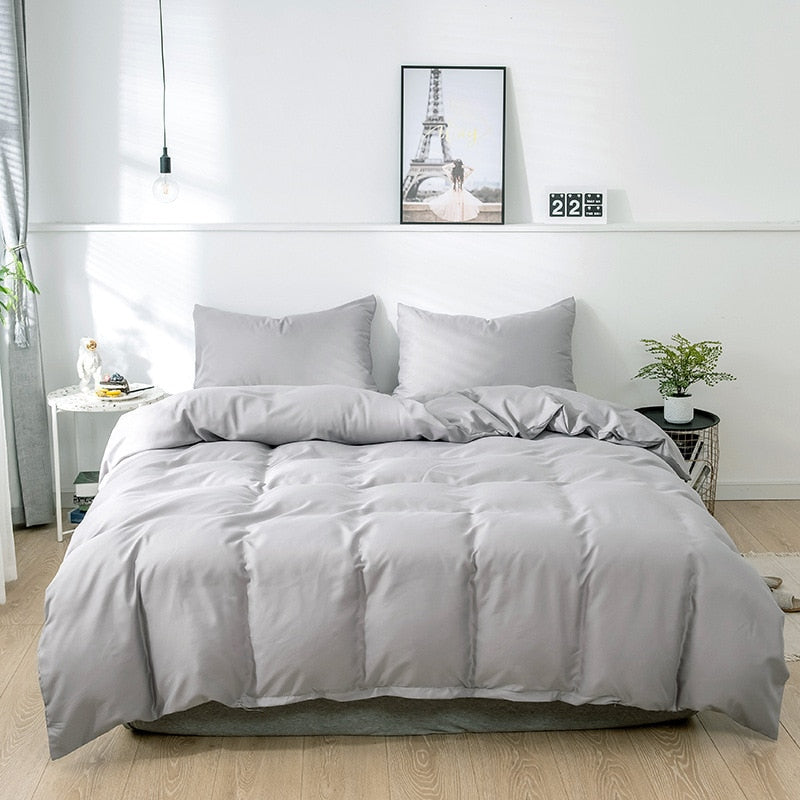 housse de couette gris clair en polycoton