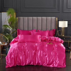 housse de couette satinée rose bonbon