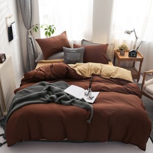 housse de couette réversible marron