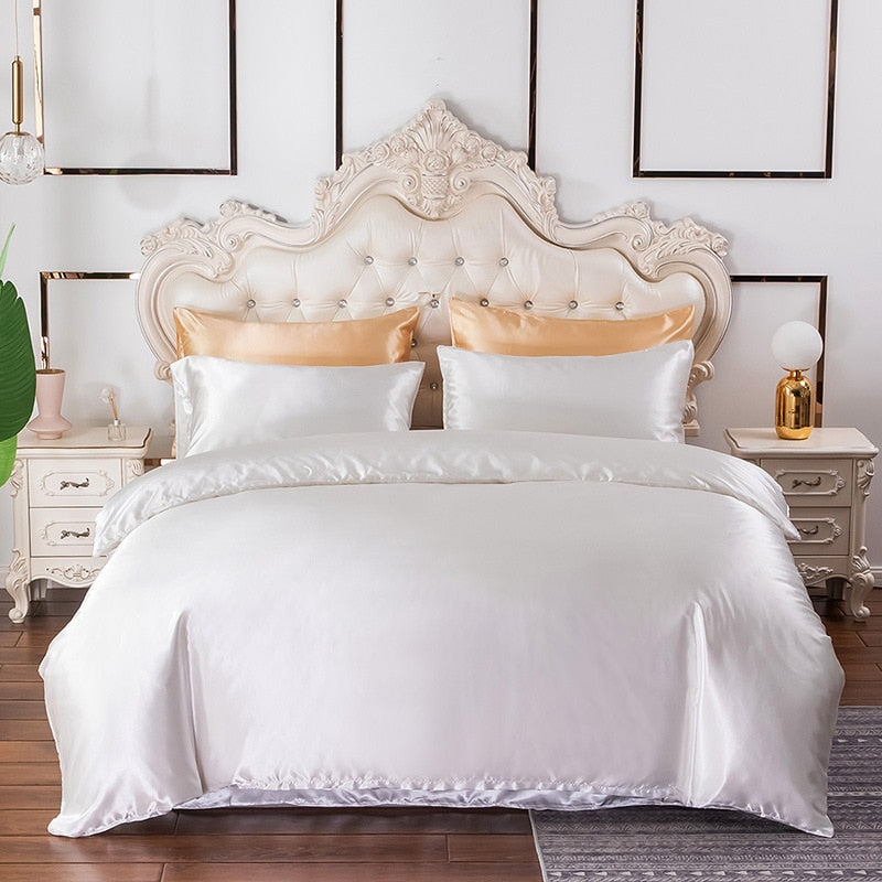 housse de couette satin blanche