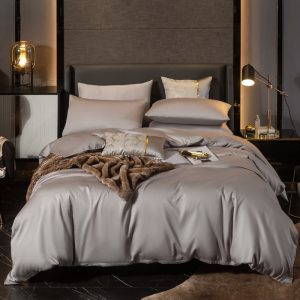 housse de couette coton grise