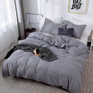housse de couette Polycoton Gris Foncé