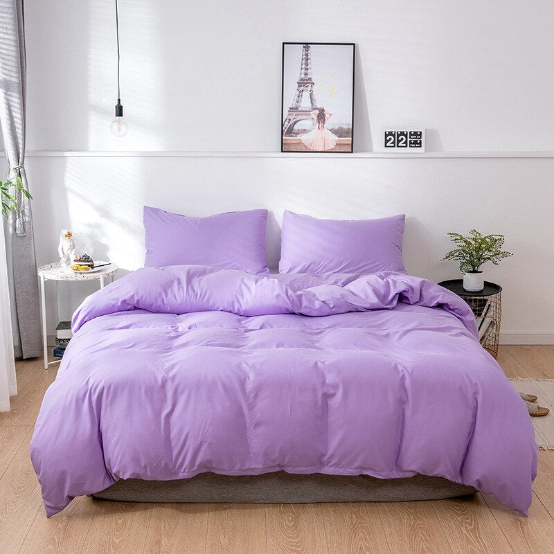 housse de couette unie polycoton lila
