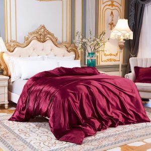 housse de couette soie bordeaux