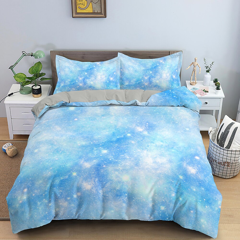 Housse de couette bleu clair étoilée