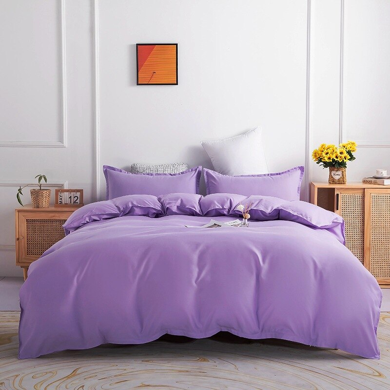 housse de couette polycoton violet clair