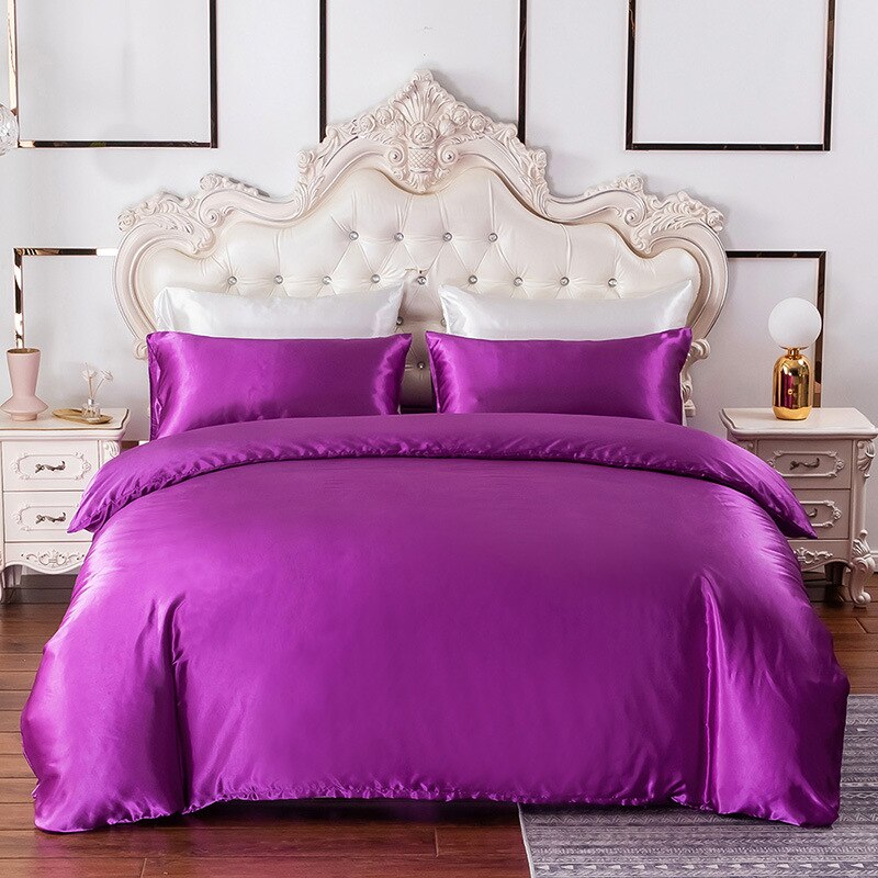 housse de couette satin violet