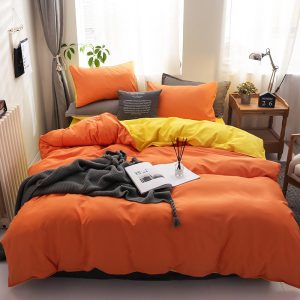 housse de couette réversible jaune