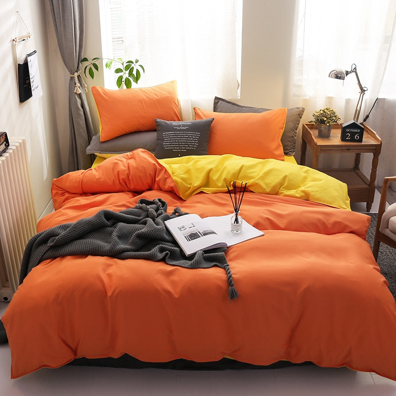 housse de couette réversible jaune