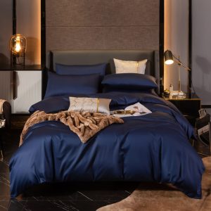 housse de couette Coton Bleu Marine