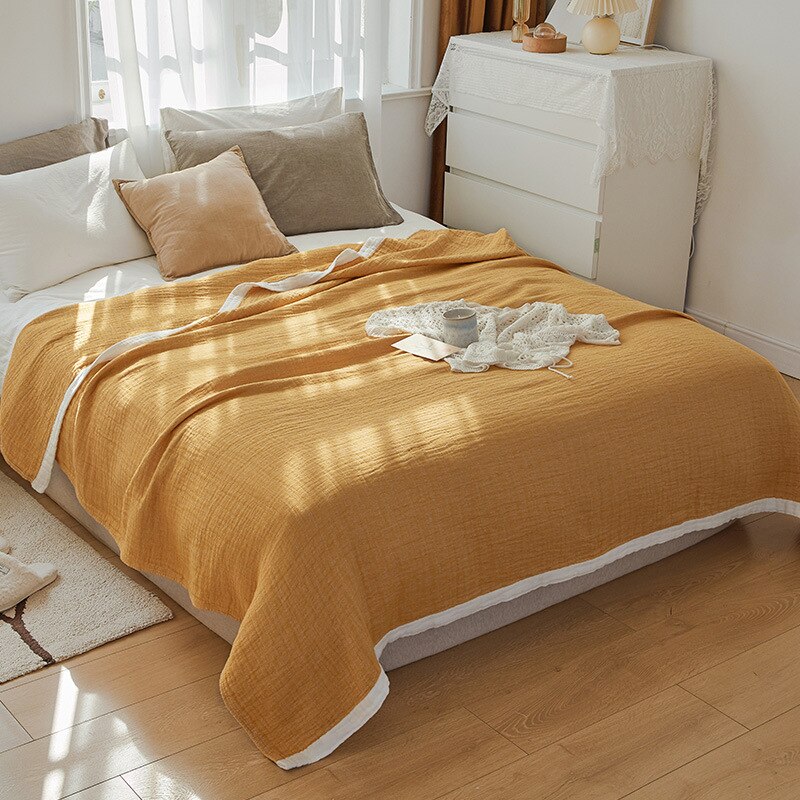 housse de couette moutarde gaze de coton