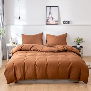 housse de couette marron polycoton