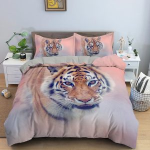housse de couette motif tigre rose