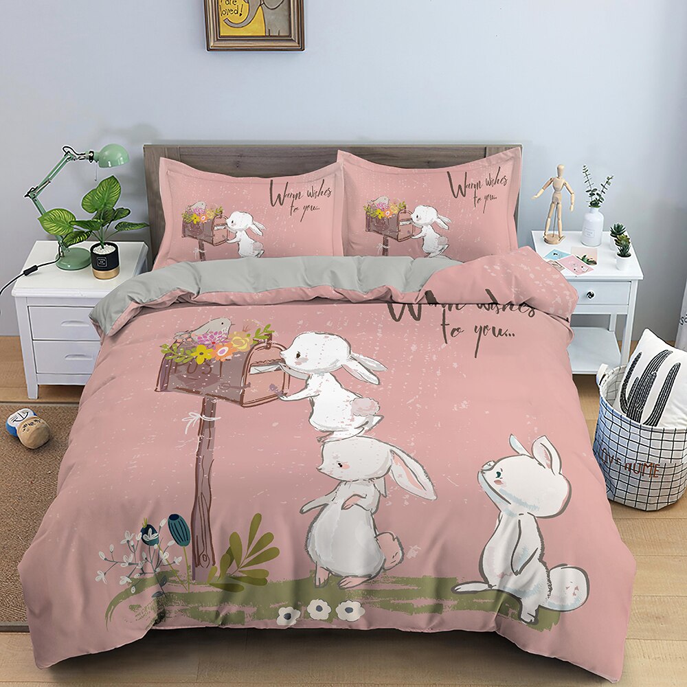 housse de couette lapins blancs