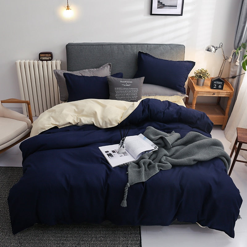 housse de couette réversible bleue