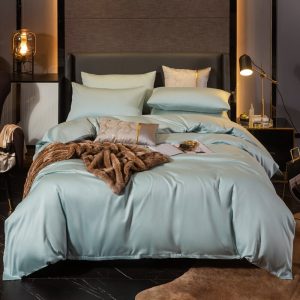 housse de couette coton bleu clair
