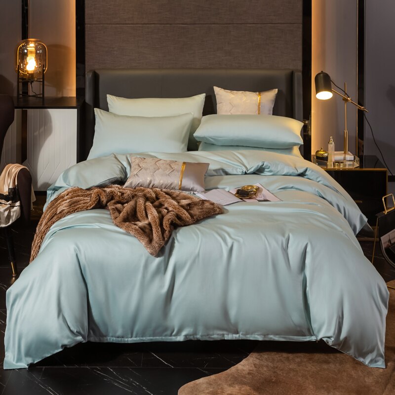 housse de couette coton bleu clair