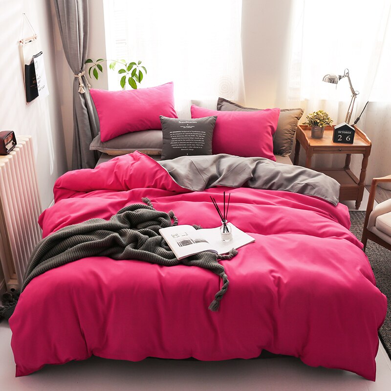 housse de couette réversible rose