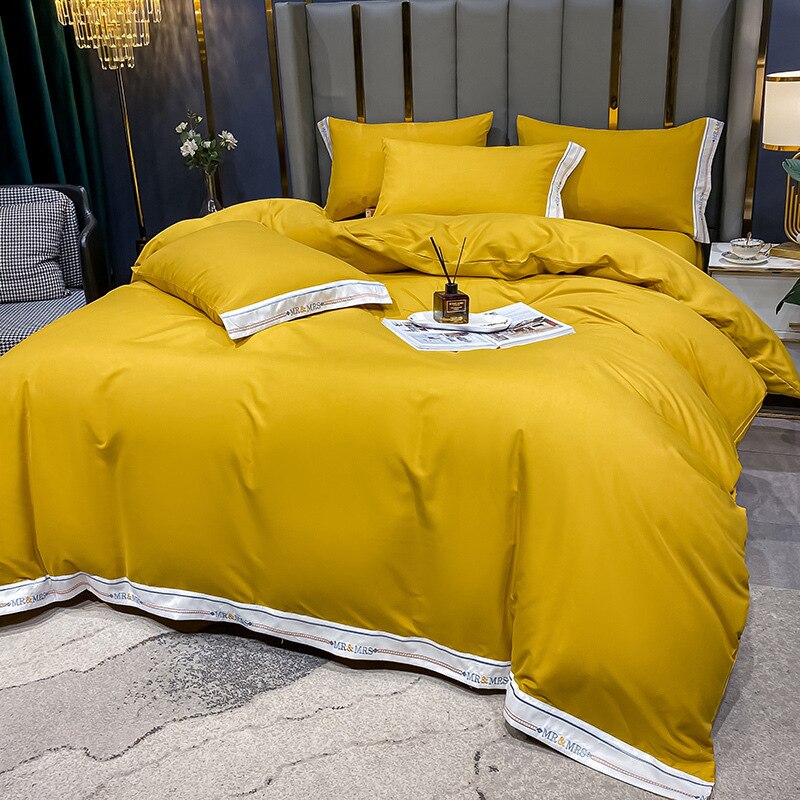 housse de couette Coton Jaune