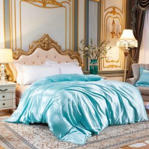 housse de couette soie bleu ciel