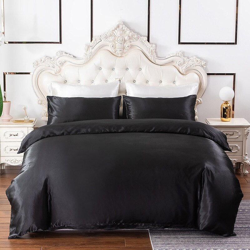 housse de couette satin noire
