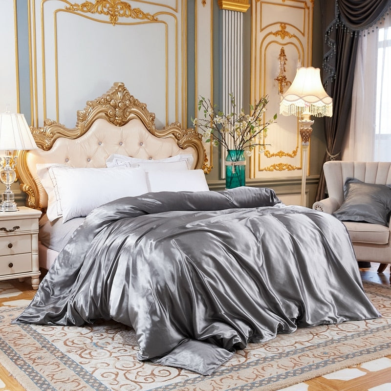 housse de couette soie grise