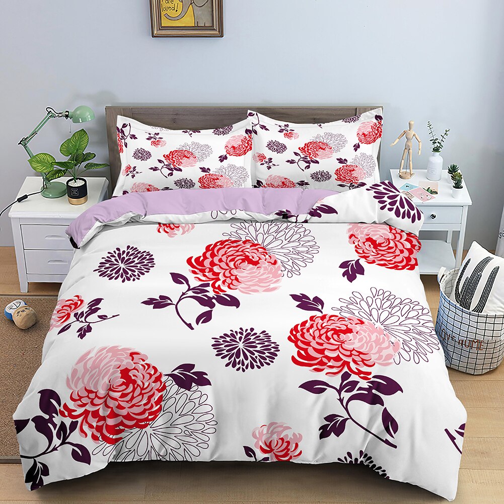 housse de couette fleurs rouges