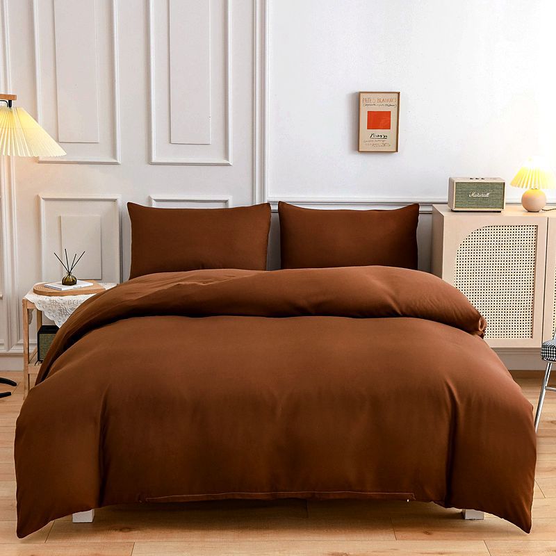 housse de couette unie marron chocolat