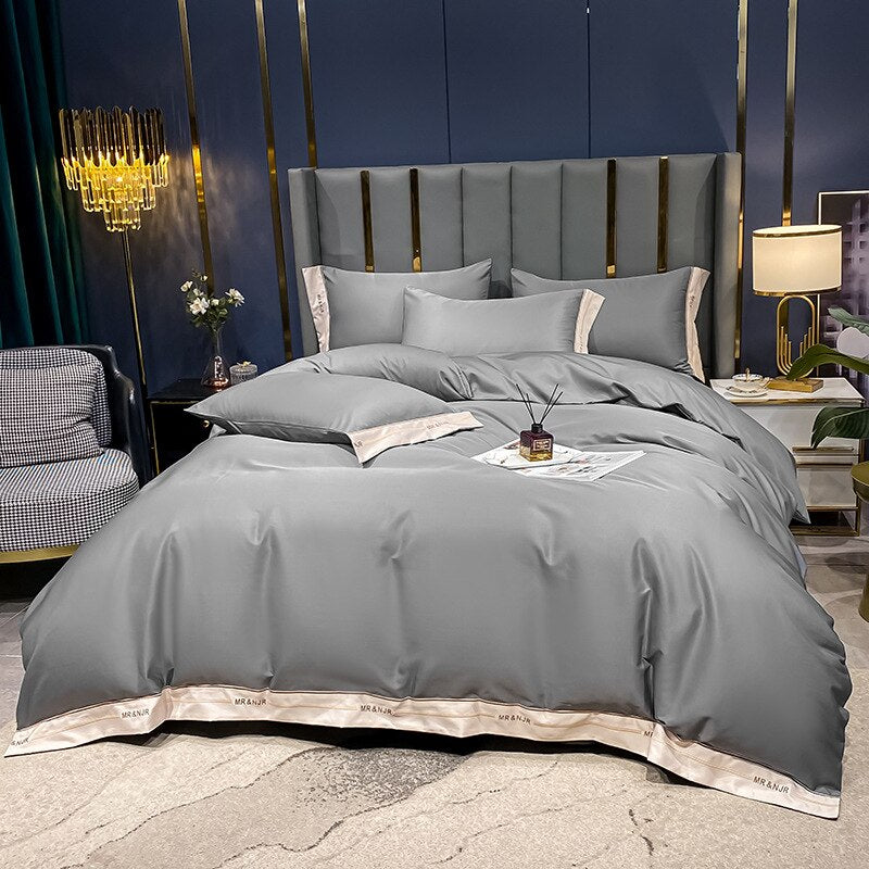 housse de couette coton gris foncé