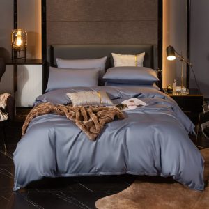 housse de couette argentée en coton