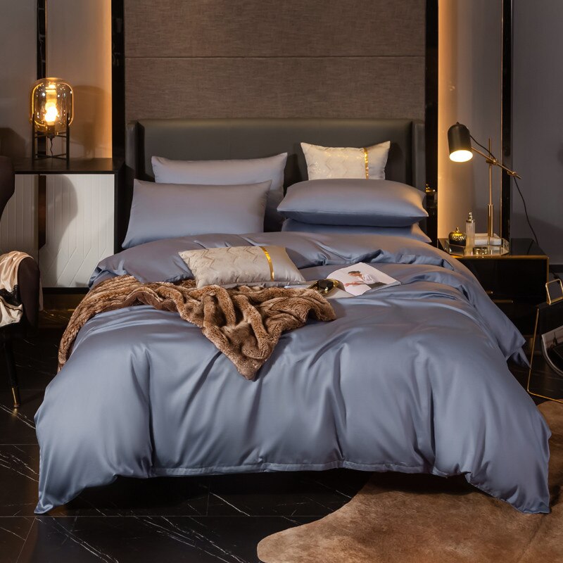 housse de couette argentée en coton