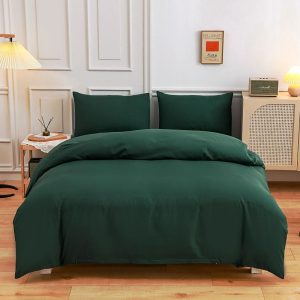 housse de couette polycoton vert foncée