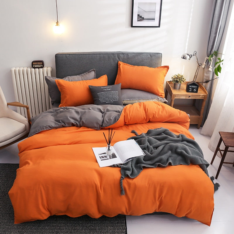 housse de couette réversible orange