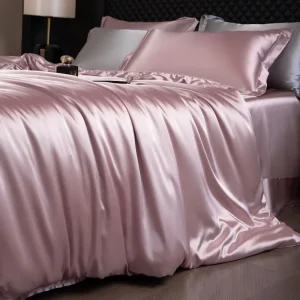 housse de couette satiné rose