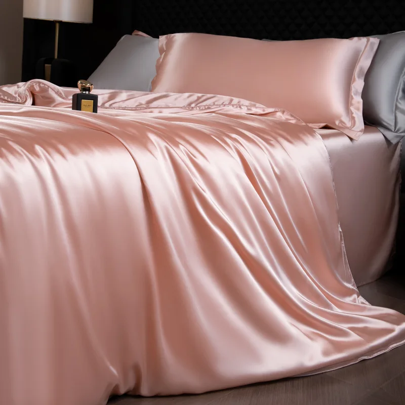 housse de couette satinée rose saumon