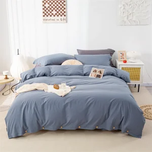 housse de couette coton bleu