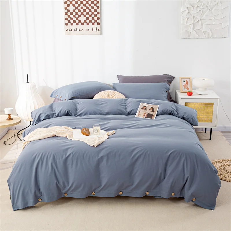 housse de couette coton bleu