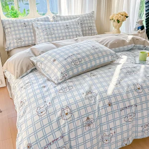 housse de couette carreeaux bleus