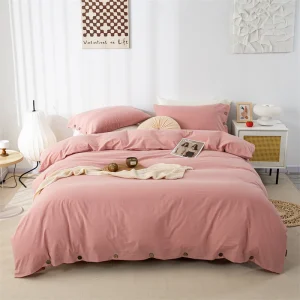 housse de couette 100% coton rose