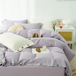 housse de couette coton mauve