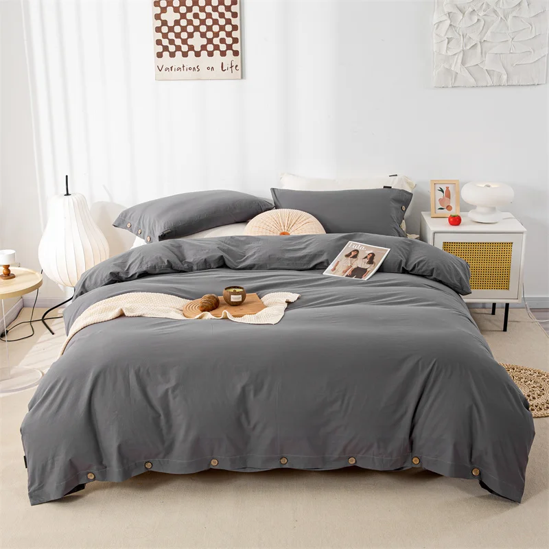 housse de couette 100% coton grise
