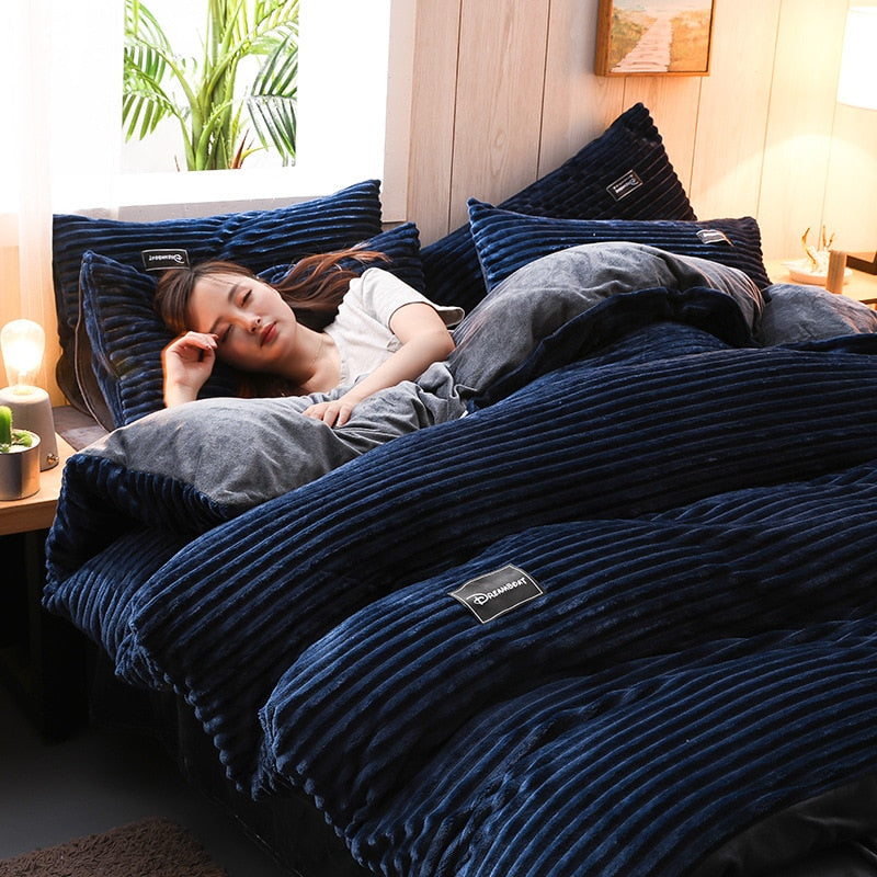 housse de couette bleue marine polycoton