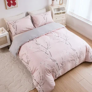housse de couette fleurs rose