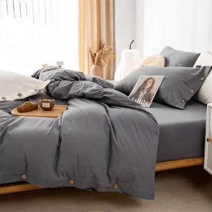 coton gris housse de couette