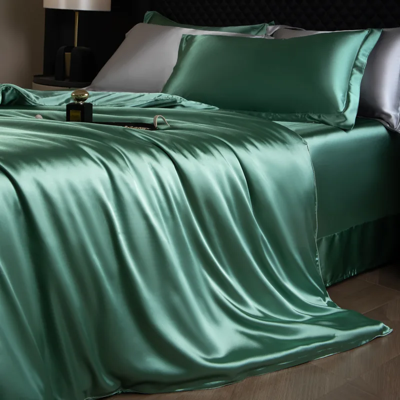 housse de couette satin verte émeraude