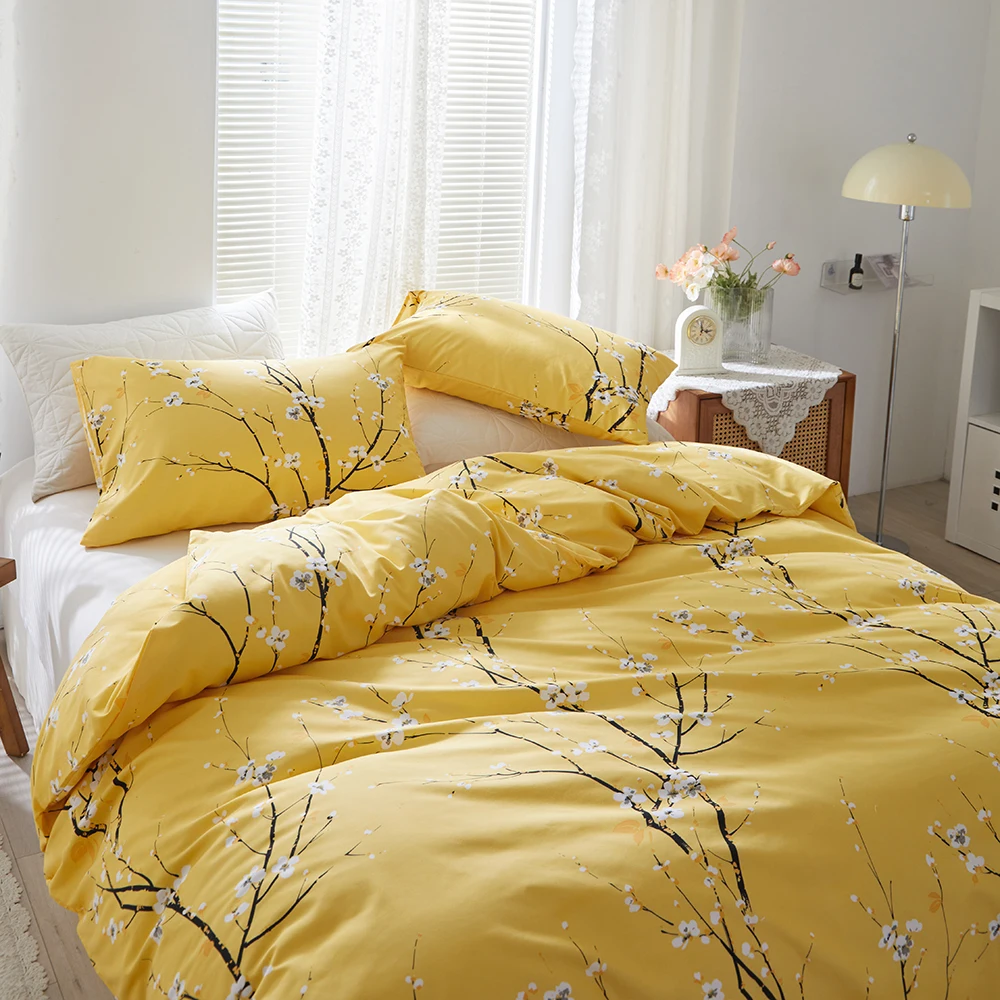 housse de couette florale jaune