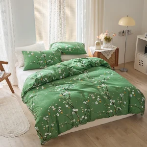 couvre-lit floral vert
