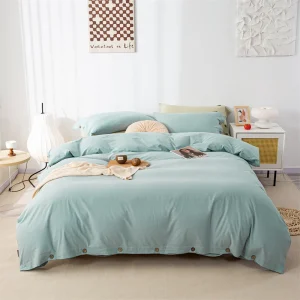 housse de couette coton bleu clair