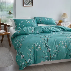 housse de couette fleurs bleue